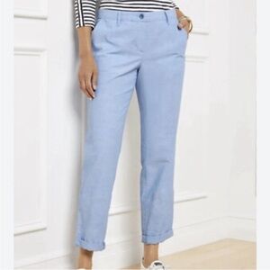 Talbots Women’s Relaxed Chino Linen Like Ankle Length Light Blue Size 14